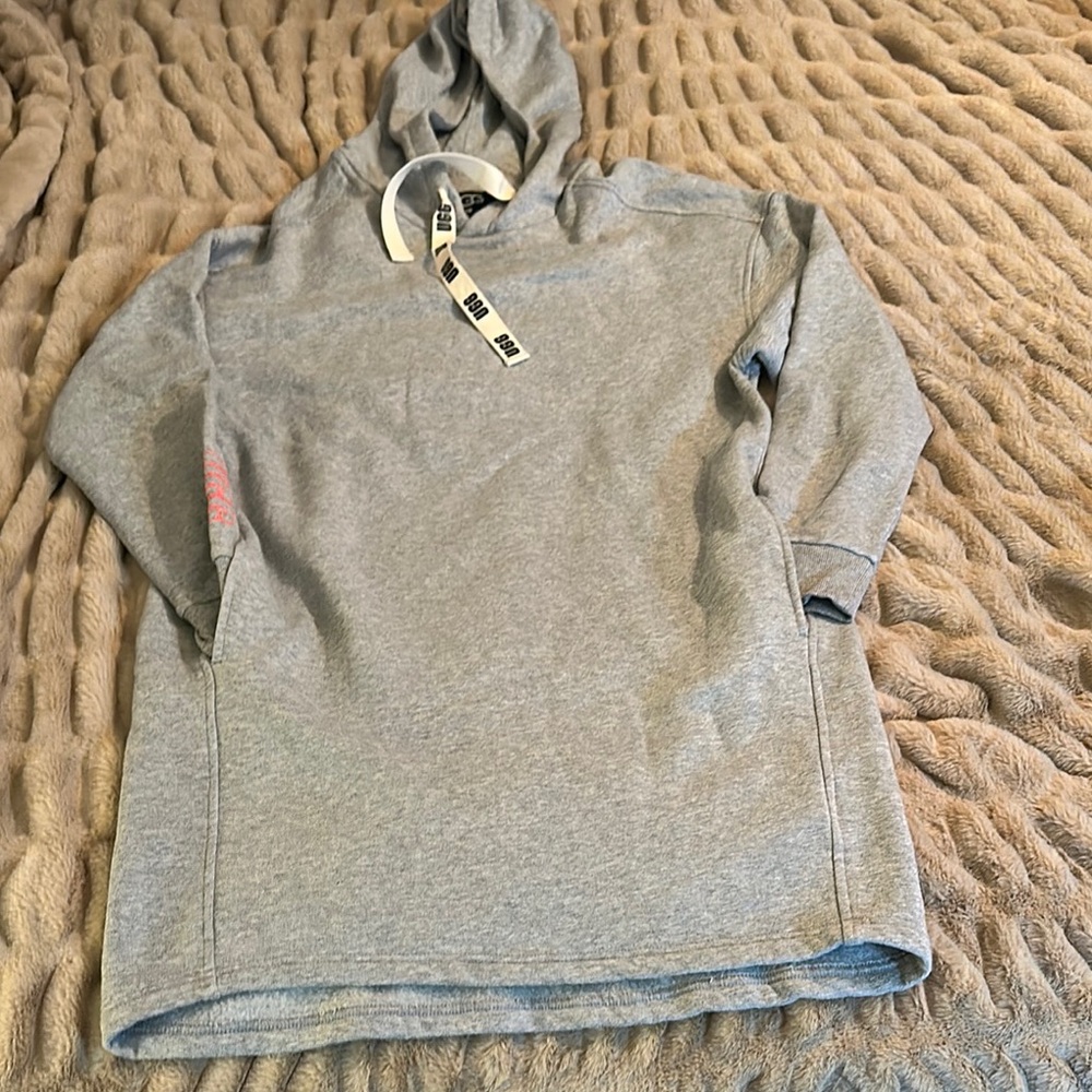 UGG Gray Pullover Hoodie with Branded Drawstring